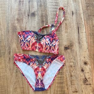 True Colour by La moda clothing  Multicolor one shoulder Bikini Top bottom XL